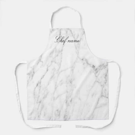 Elegant script white marble stone patroonkeuken schort (Voorkant)