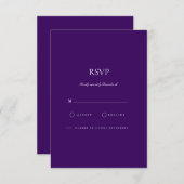 Elegant Script White & Paarse RSVP-kaart RSVP Kaartje (Voorkant / Achterkant)