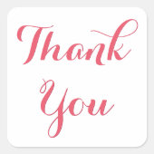Elegant Script White Pink Party Favors Bedankt Vierkante Sticker (Voorkant)