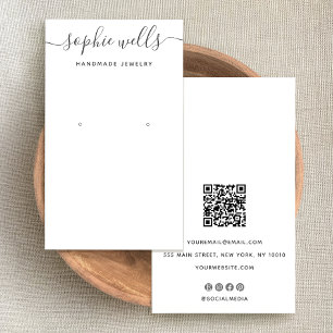 Elegant Script White QR Code Oorspronkelijk displa Visitekaartje
