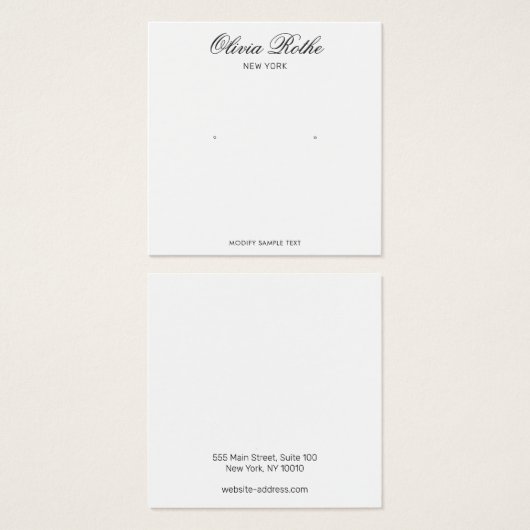 Elegant Script White Stud Earning Display Kaart (Voorkant /achterkant)