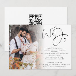 Elegant Script Wij Doen Foto Overlay QR Code Trouw Kaart