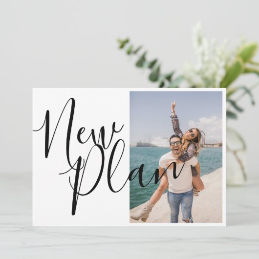 Elegant Script Wijzig de datum foto Save The Date (Staand voorkant)