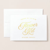 Elegant Script Wil je mijn bloemenmeisje zijn Folie Kaarten (Voorkant met envelop)