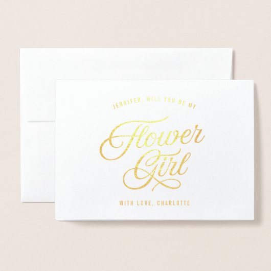 Elegant Script Wil je mijn bloemenmeisje zijn Folie Kaarten (Voorkant met envelop)