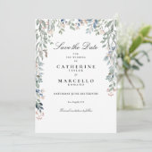 Elegant Script Wildflowers Bloemenbruiloft Save The Date (Staand voorkant)