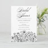 Elegant Script Wildflowers Bridal Shower Kaart (Staand voorkant)