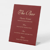 Elegant Script Wine Red Wedding Bar Menu Reclamebord Met Voetstuk (Voorkant)