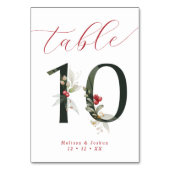 Elegant Script Winter Berries Tabel 10 Kaart (Voorkant)