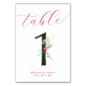 Elegant Script Winter Berries Tabel 1 Kaart (Achterkant)