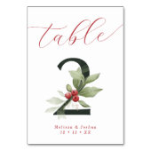 Elegant Script Winter Berries Tabel 2 Kaart (Voorkant)
