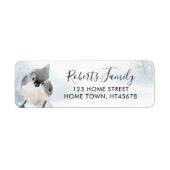 Elegant script winter bosland vogel adres etiket (Voorkant)