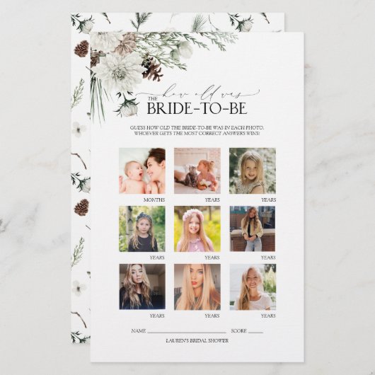 Elegant Script Winter Floral Vrijgezellenfeest Gam (Voorkant / Achterkant)