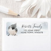 Elegant script Winter Woodland Bird Adres Etiket (Insitu)