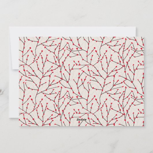 Elegant Script Winterberry Pattern Family Foto Feestdagenkaart (Achterkant)