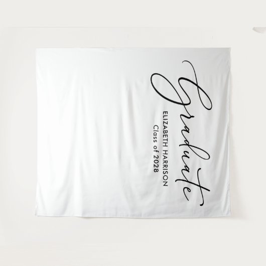 Elegant Script Wit Afstuderen Achtergrond Wandkleed (Voorkant (horizontaal))