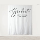 Elegant Script Wit Afstuderen Achtergrond Wandkleed (Voorkant)