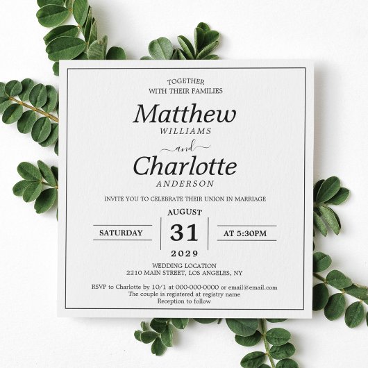 Elegant Script Wit Bruiloft Digitaal Printbaar Kaart