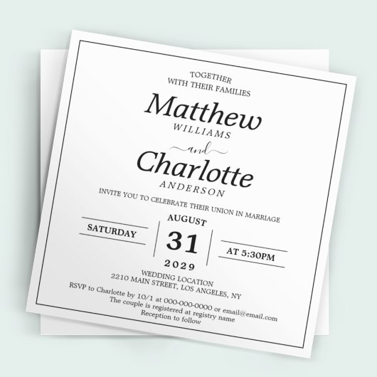 Elegant Script Wit Bruiloft Digitaal Printbaar Kaart