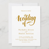 Elegant script wit en goud kalligrafie bruiloft kaart (Voorkant)