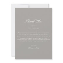 Elegant Script Wit & Grijs Bedankt Card