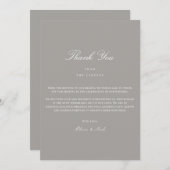 Elegant Script Wit & Grijs Bedankt Card (Voorkant / Achterkant)