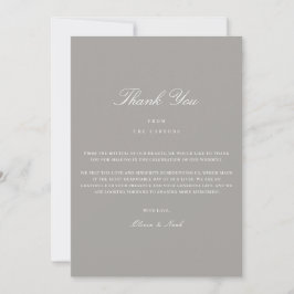Elegant Script Wit & Grijs Bedankt Card