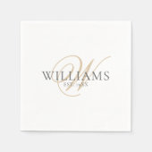 Elegant Script Wit Grijs Goud Monogram Servet (Voorkant)