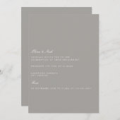 Elegant Script Wit & Grijs Verloving Uitnodiging (Voorkant / Achterkant)