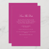 Elegant Script wit & Magenta Save The Date Kaart (Voorkant / Achterkant)