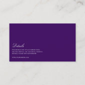Elegant Script Wit & Paarse bruiloft Details Informatiekaartje (Voorkant)