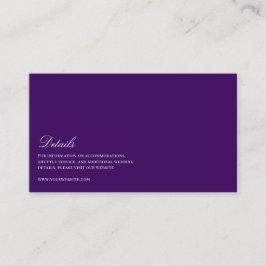 Elegant Script Wit & Paarse bruiloft Details Informatiekaartje