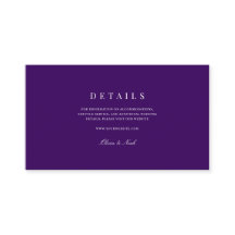 Elegant Script Wit & Paarse bruiloft Details