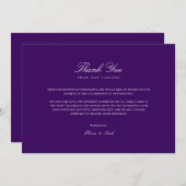 Elegant Script Wit & Paarse Dankjewel Kaart (Voorkant / Achterkant)