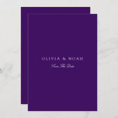Elegant Script Wit & Paarse Save the Date Kaart (Voorkant / Achterkant)