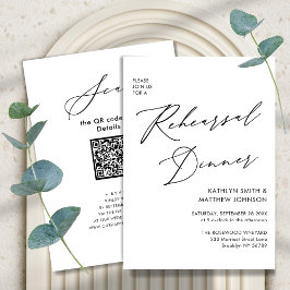 Elegant Script Wit Repetitie Diner QR code Kaart
