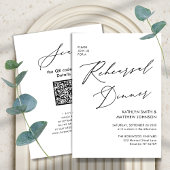 Elegant Script Wit Repetitie Diner QR code Kaart