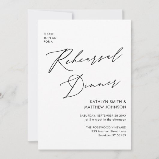 Elegant Script Wit Repetitie Diner QR code Kaart (Voorkant)