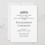Elegant Script Wit Zwart Moslim Verlovingsfeest Kaart (Voorkant)