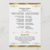 Elegant Script - Witte Parel/Gouden Bruiloft Programmakaart (Achterkant)