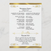 Elegant Script - Witte Parel/Gouden Bruiloft Programmakaart (Achterkant)