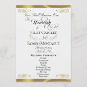 Elegant Script - Witte Parel/Gouden Bruiloft Programmakaart (Voorkant)