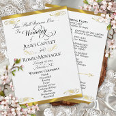 Elegant Script - Witte Parel/Gouden Bruiloft Programmakaart