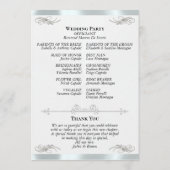 Elegant Script - Witte Parel/Zilveren Bruiloft Programmakaart (Achterkant)