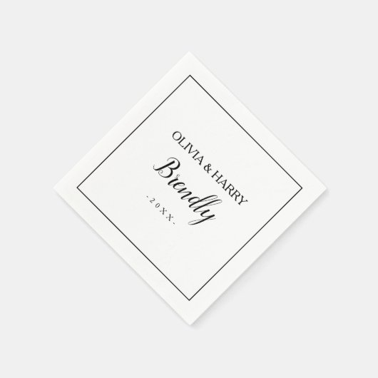 elegant script | Witte Trouwpapier servet (Hoek)