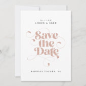 Elegant Script Words Roos Gold Faux Glitter Save The Date (Voorkant)