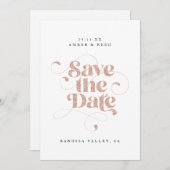 Elegant Script Words Roos Gold Faux Glitter Save The Date (Voorkant / Achterkant)