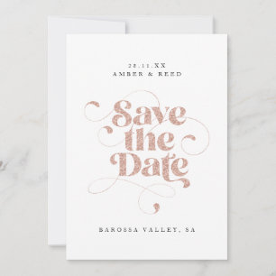 Elegant Script Words Roos Gold Faux Glitter Save The Date