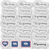 Elegant script Wyoming & Wyoming Flag /name Set Sticker (Voorkant)