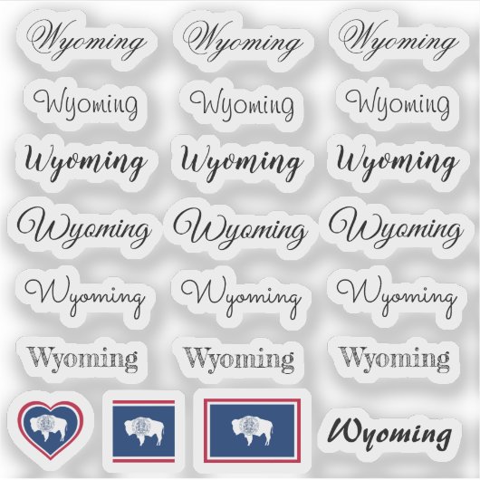 Elegant script Wyoming & Wyoming Flag /name Set Sticker (Voorkant)